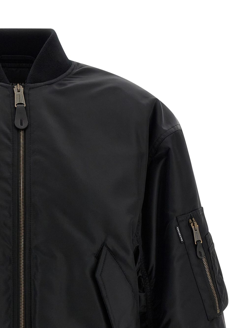 Balenciaga Padded Recycled Nylon Bomber Jacket Black Black