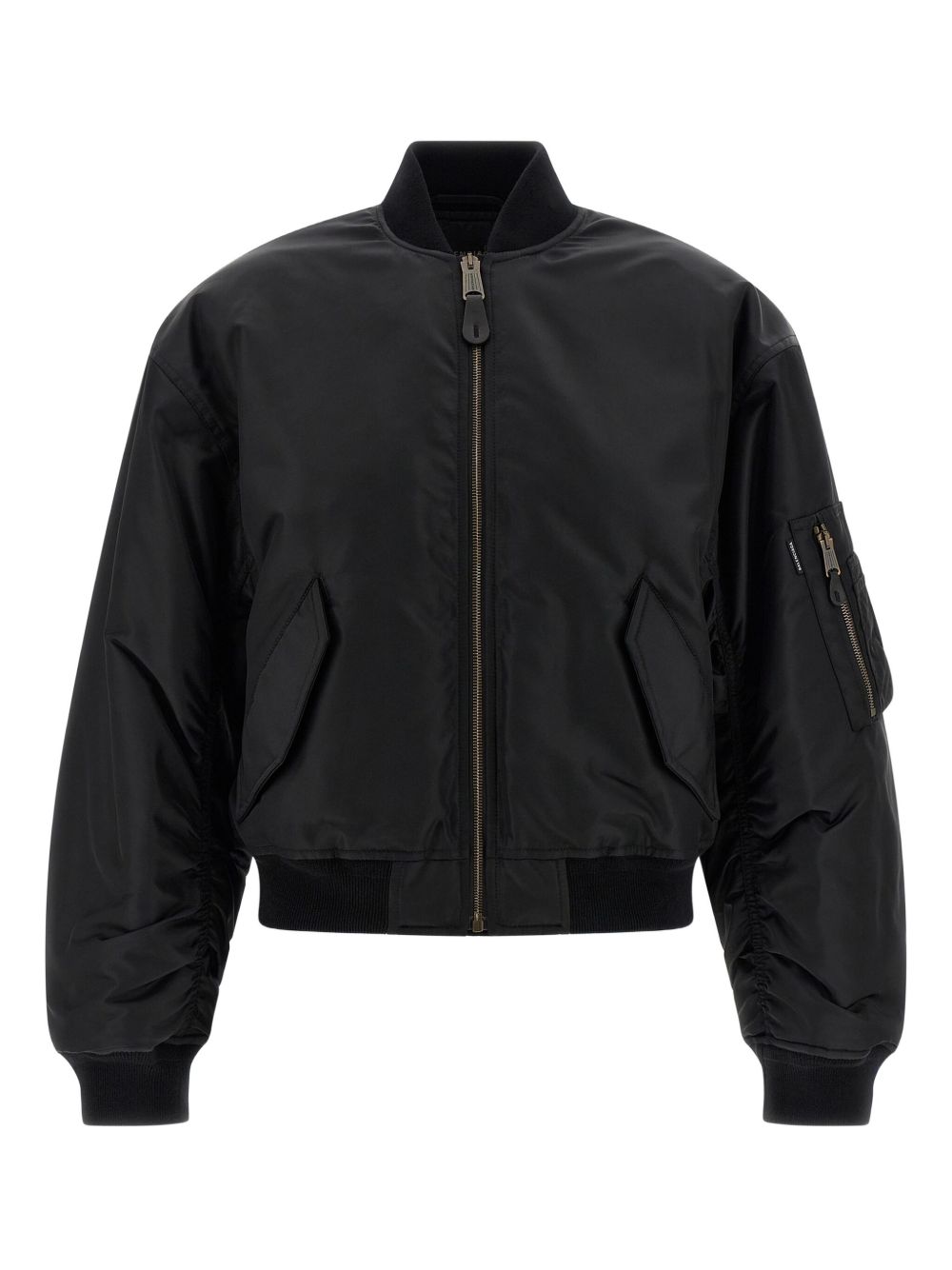 Balenciaga Padded Recycled Nylon Bomber Jacket Black Black