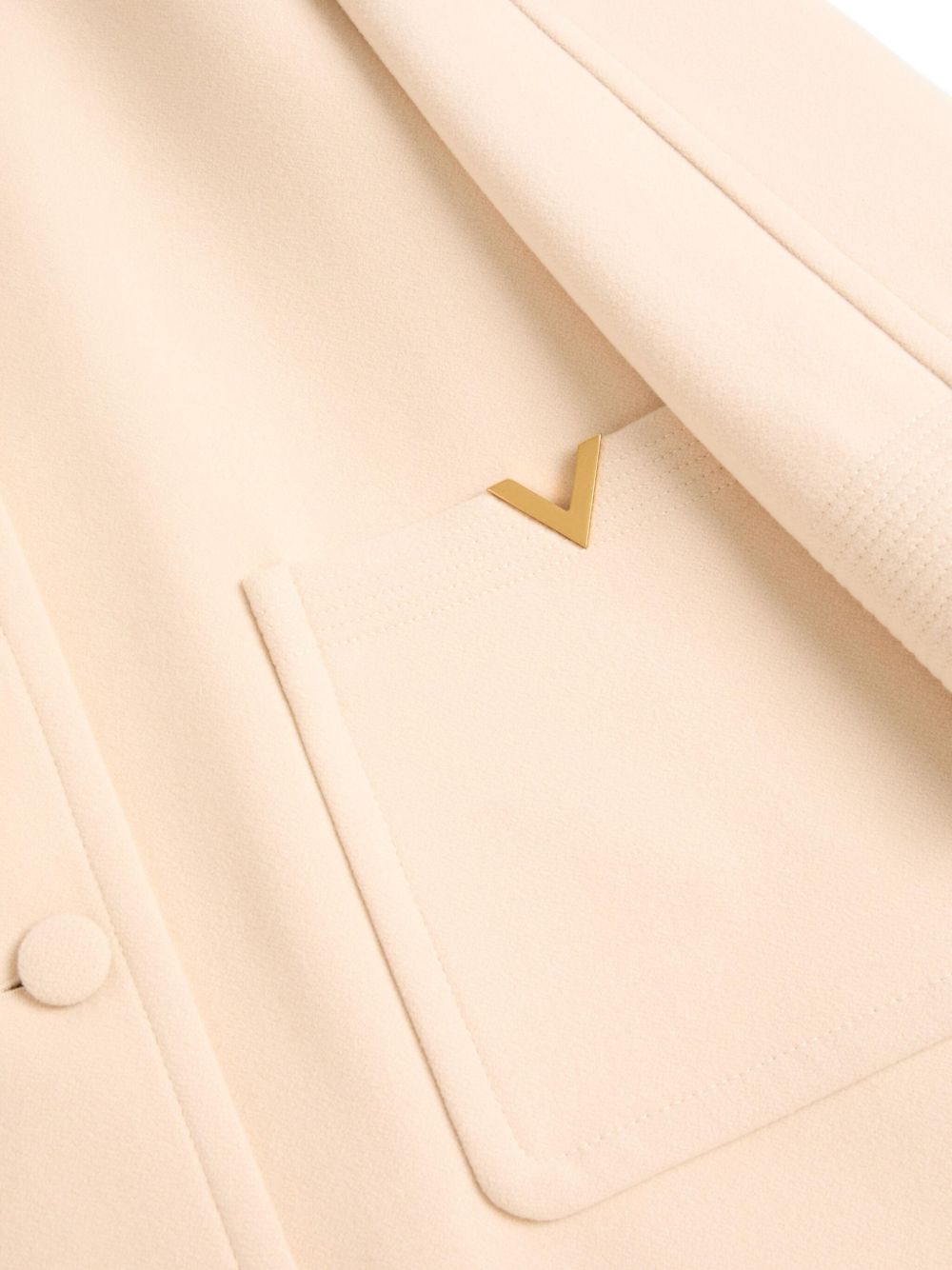 Valentino Wool V-Shaped Gold-Detail Coat Beige
