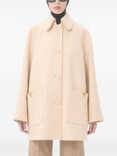 Valentino Wool V-Shaped Gold-Detail Coat Beige