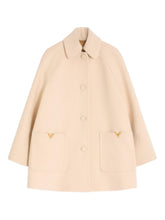 Valentino Wool V-Shaped Gold-Detail Coat Beige