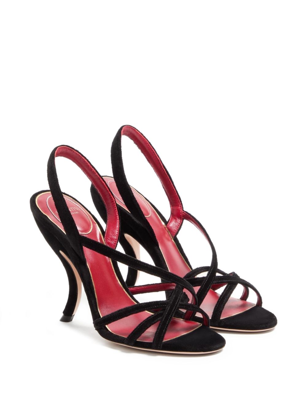 Valentino Garavani Fetishique Crisscross Velvet Sandals Black