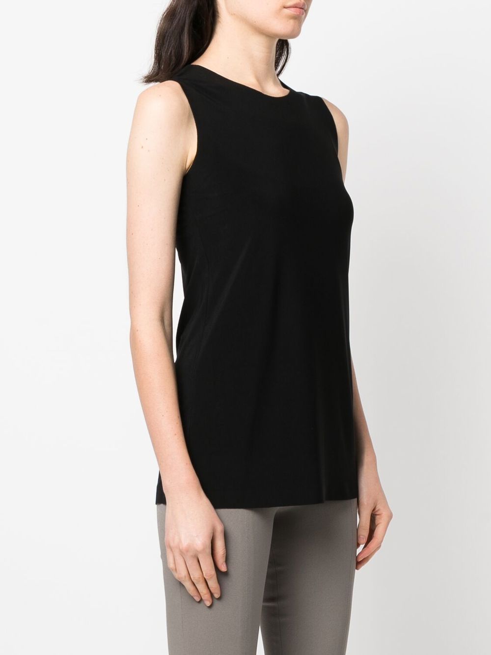 Norma Kamali Boat Neck Jersey Sleeveless Top Black
