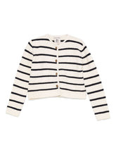 Semicouture Striped Wool-Blend Cardigan with Button Fastening White