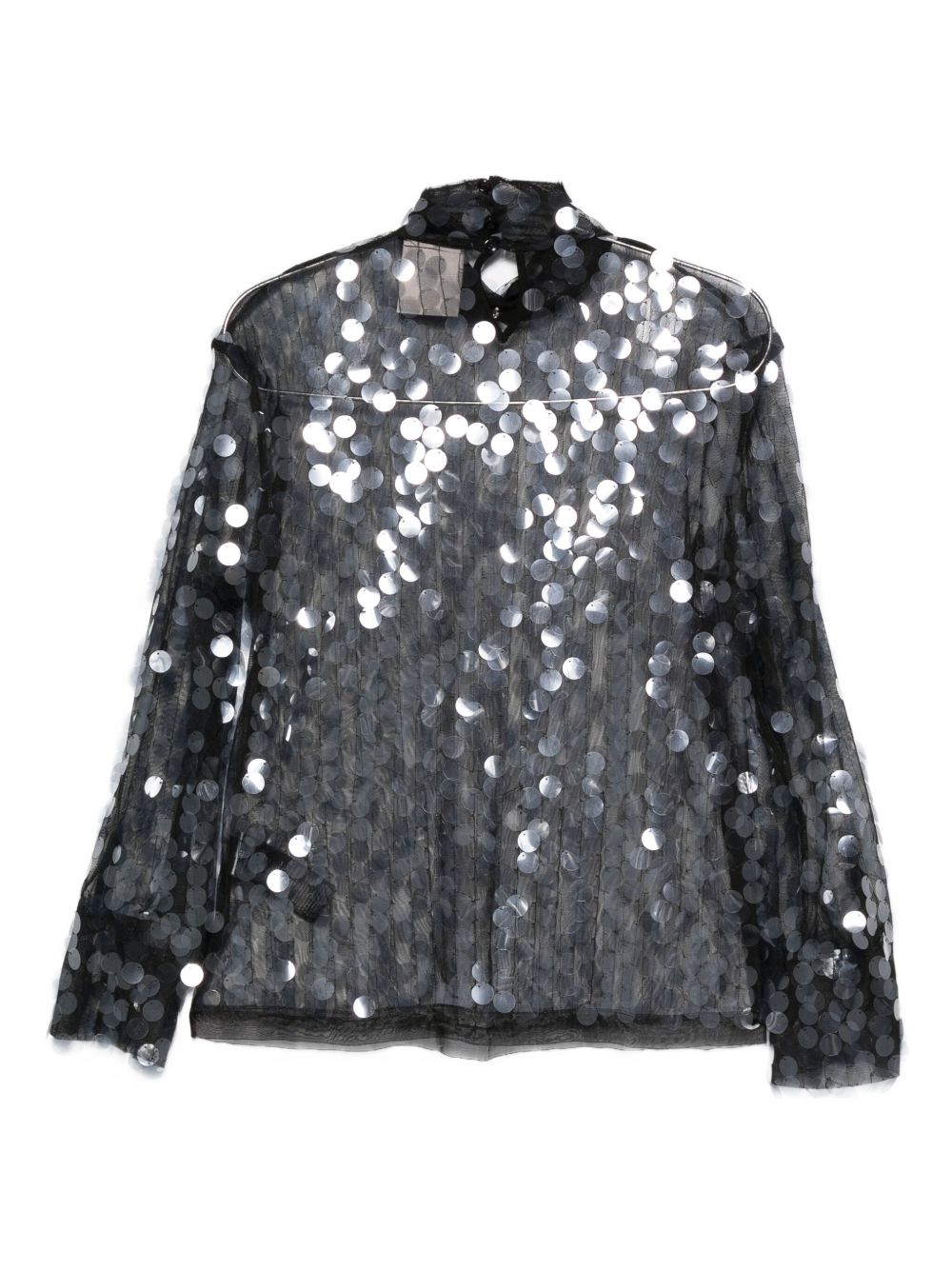 Semicouture Sequin-Embellished Sheer High Neck Sweater Black black