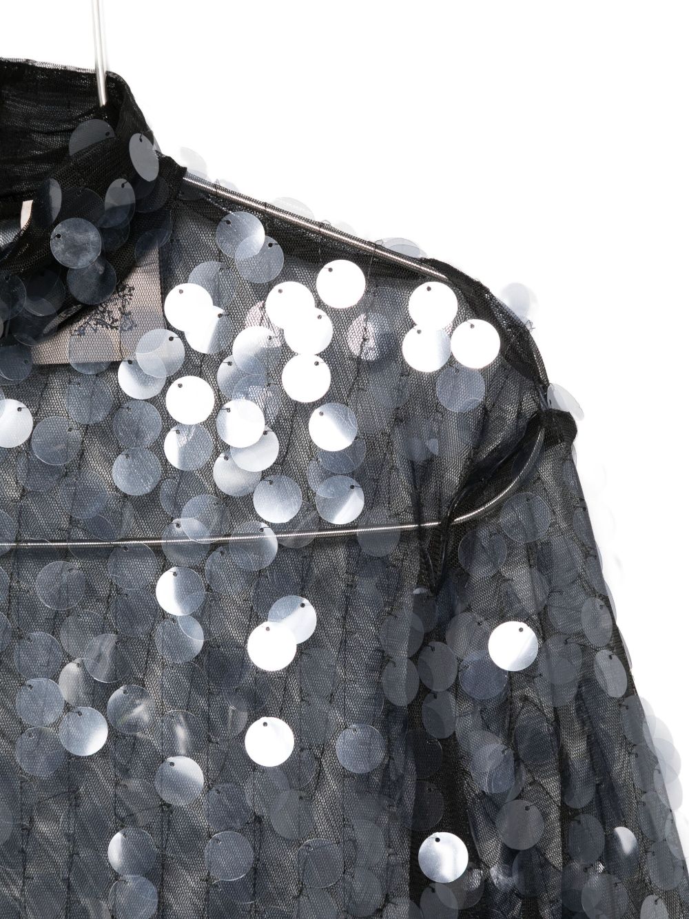 Semicouture Sequin-Embellished Sheer High Neck Sweater Black black