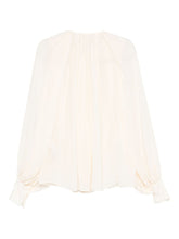 Semicouture Pleated Detail Long-Sleeve Ivory Shirt Ivory