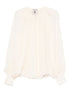 Semicouture Pleated Detail Long-Sleeve Ivory Shirt Ivory