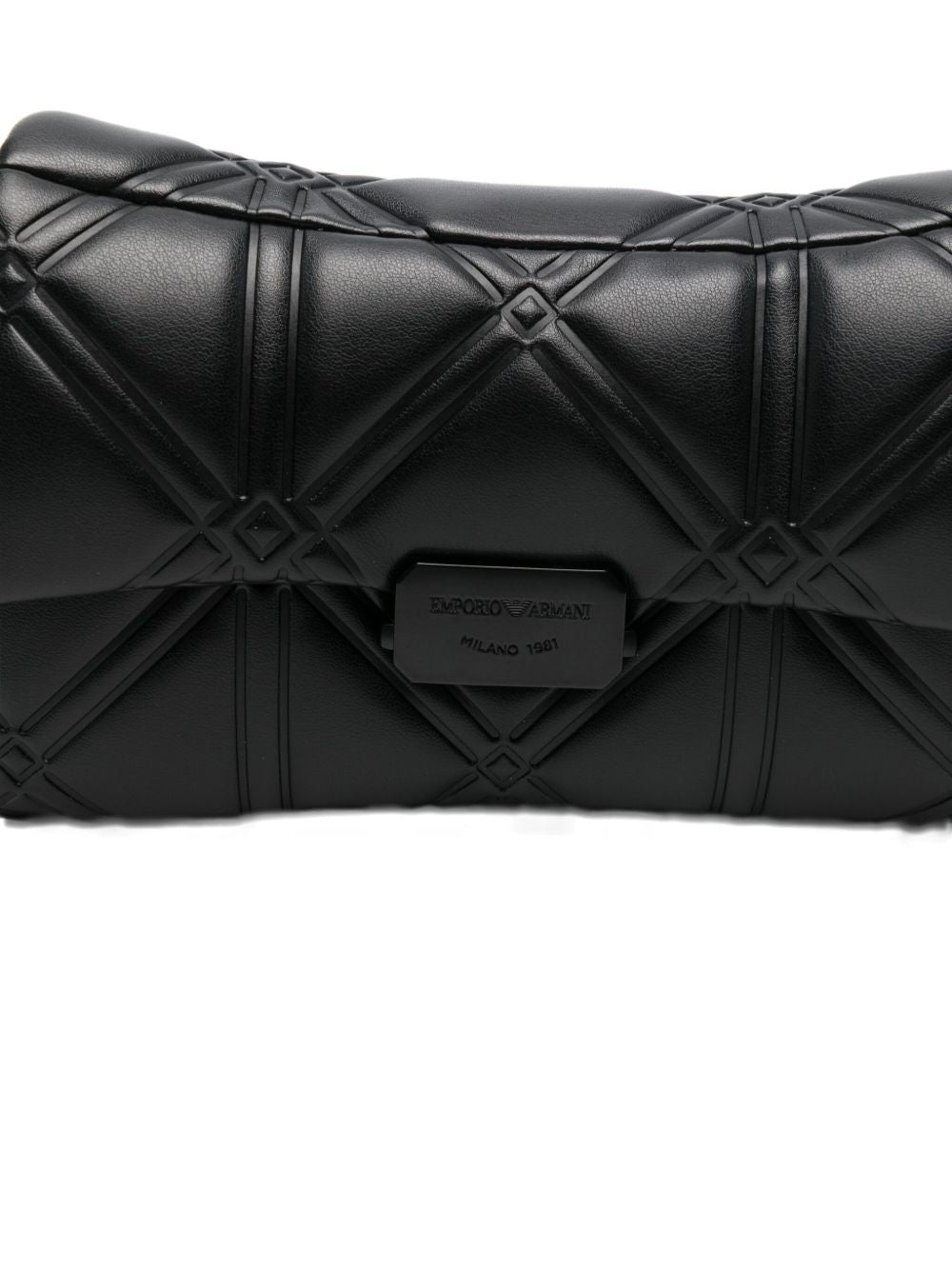 Emporio Armani Quilted Chain-Link Clutch Bag Black
