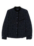 Emporio Armani Velvet-Trimmed Sequin Embellished Blue Jacket Blue