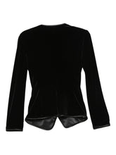 Emporio Armani Velvet Effect Black Blazer Jacket with Zip Fastening Black