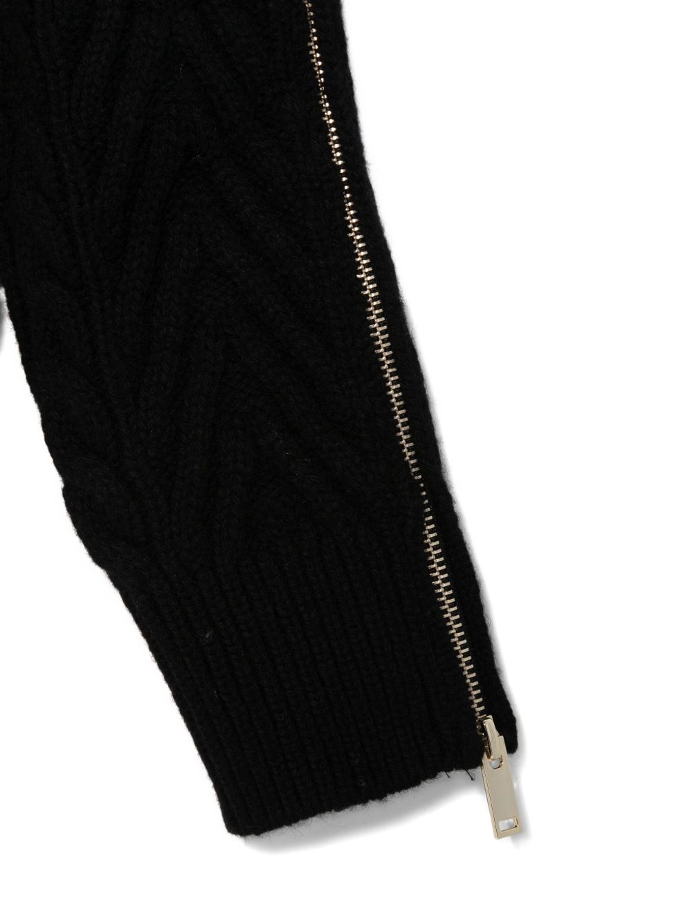 Semicouture High-Neck Wool Knit Sweater with Zipped Sleeves Black