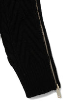 Semicouture High-Neck Wool Knit Sweater with Zipped Sleeves Black