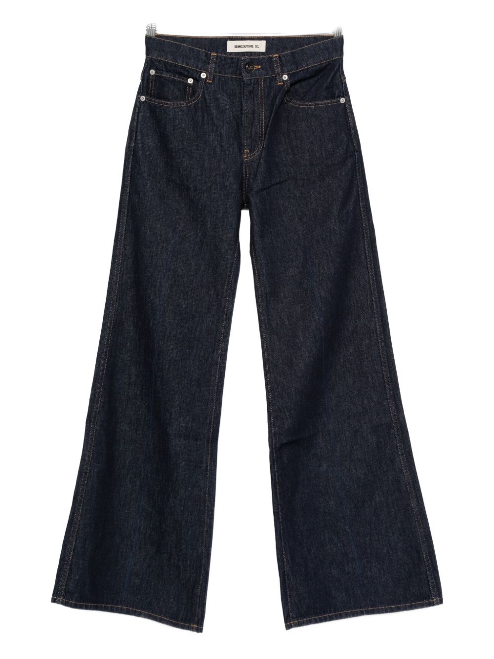 Semicouture High-Rise Straight-Leg Jeans Grey