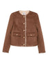 Semicouture Faux Fur Trim Brown Buttoned Jacket Brown