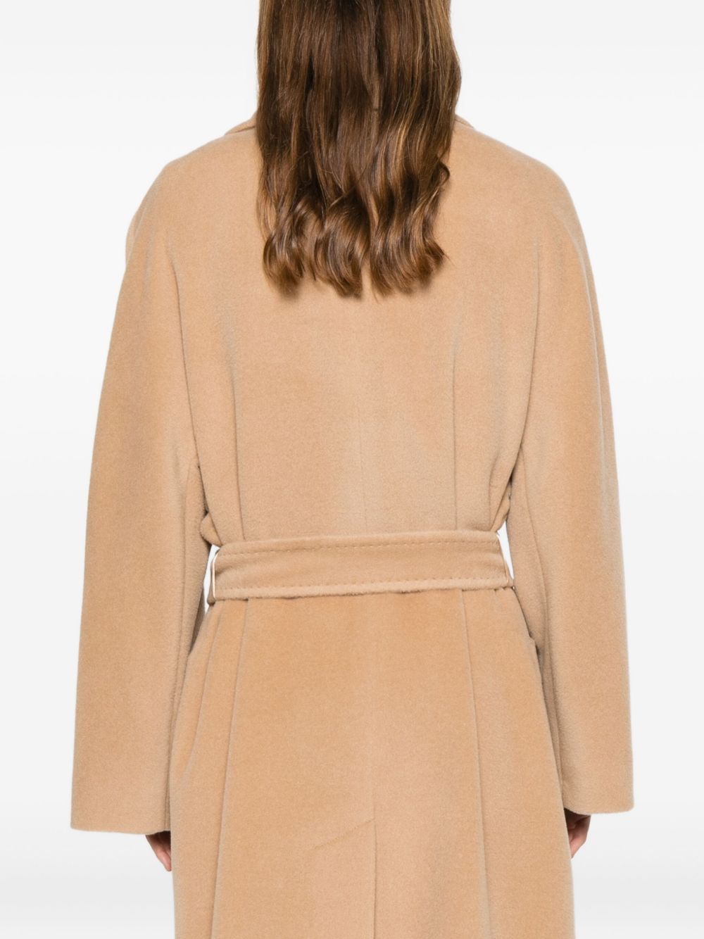 Tagliatore Long Wool Belted Coat Beige Beige