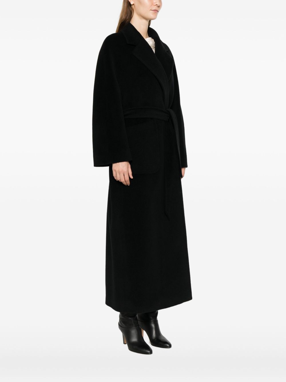 Tagliatore Double-Breasted Wool Long Coat Black