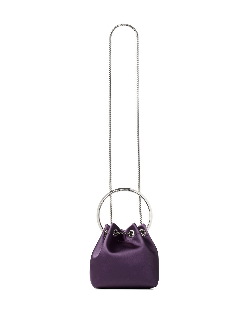 Jimmy Choo Bon Bon Bordeaux Leather Bucket Bag with Silver-Tone Hardware Bordeaux