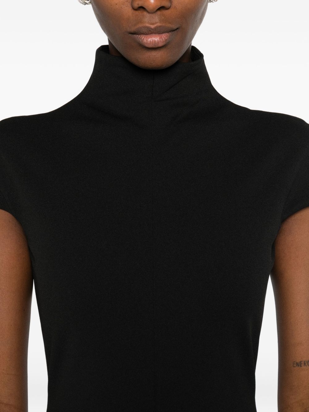 Solace London High Neck Short Sleeve Maxi Dress Black Black