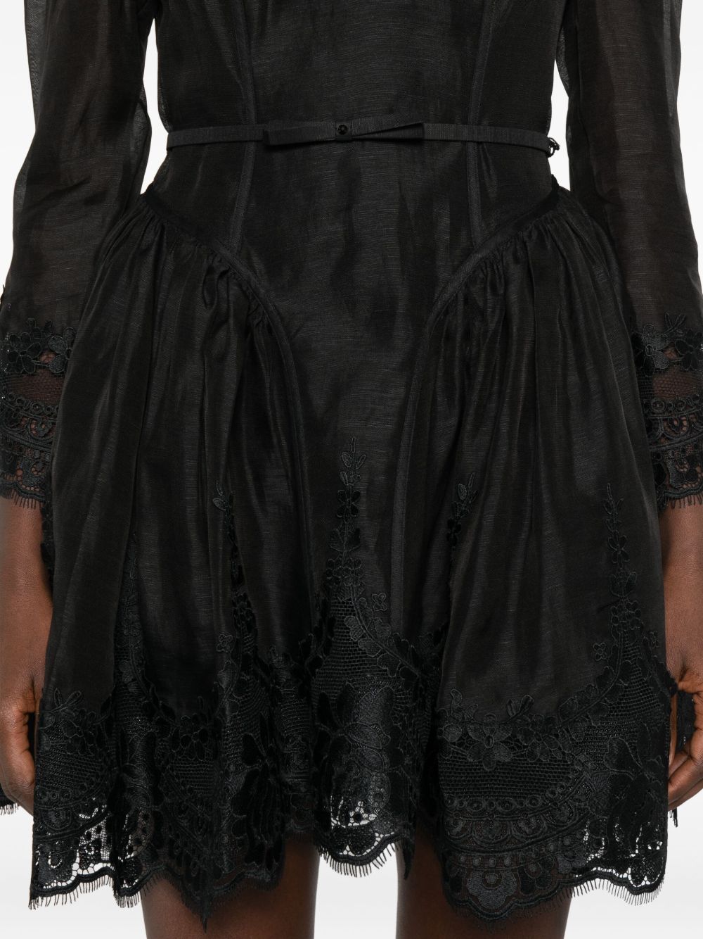 Zimmermann Long Black Linen-Silk Dress Black
