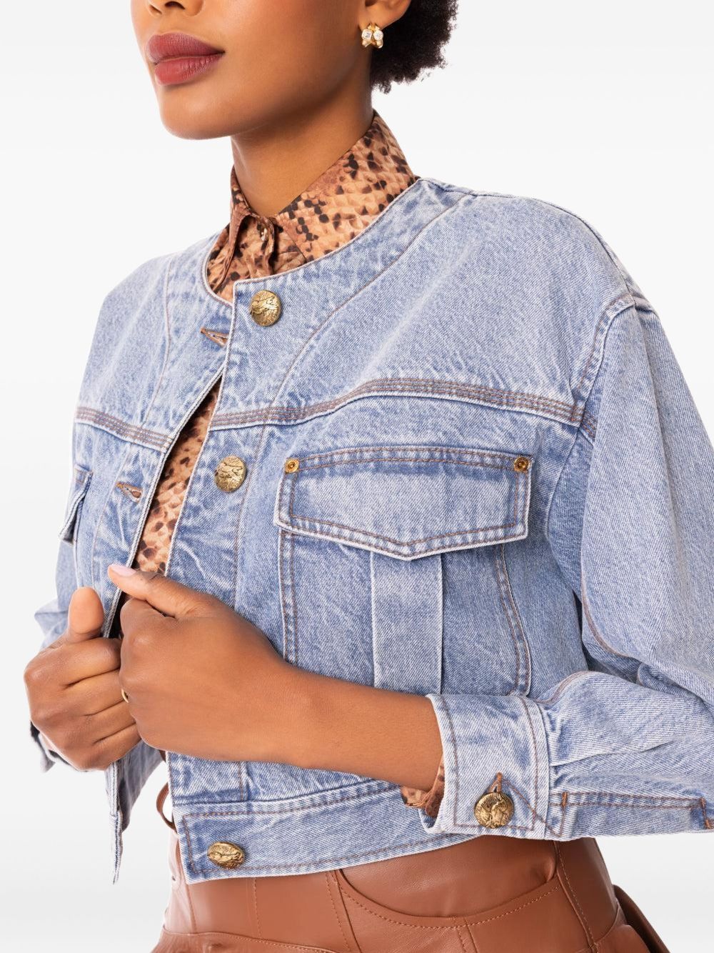 Zimmermann Cropped Denim Jacket in Clear Blue