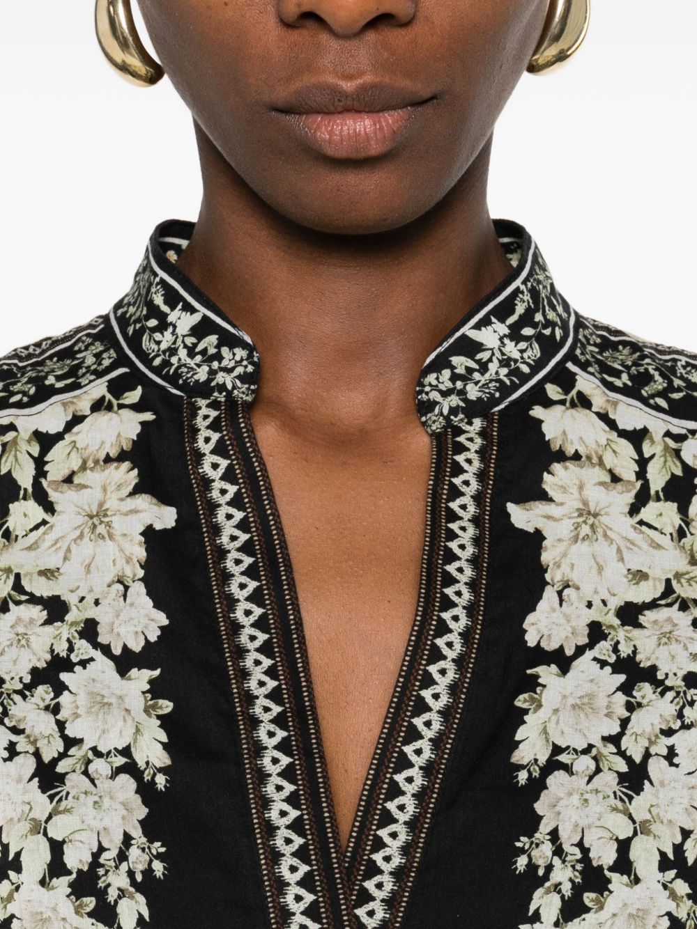 Alice + Olivia Floral-Print Tiered Maxi Dress Black