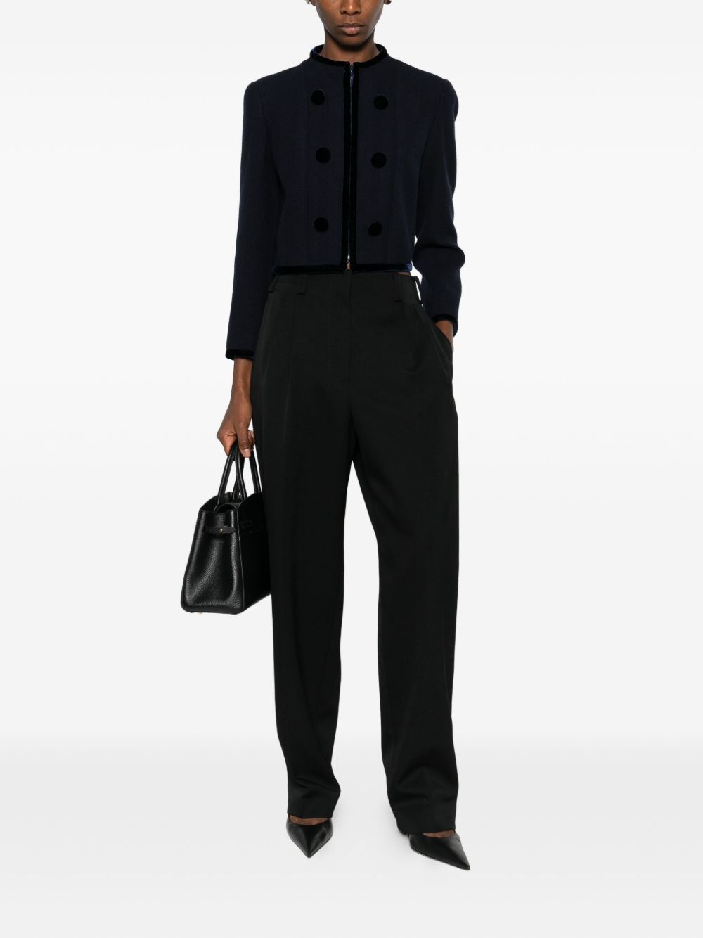Emporio Armani Cropped Wool Blazer Jacket Blue