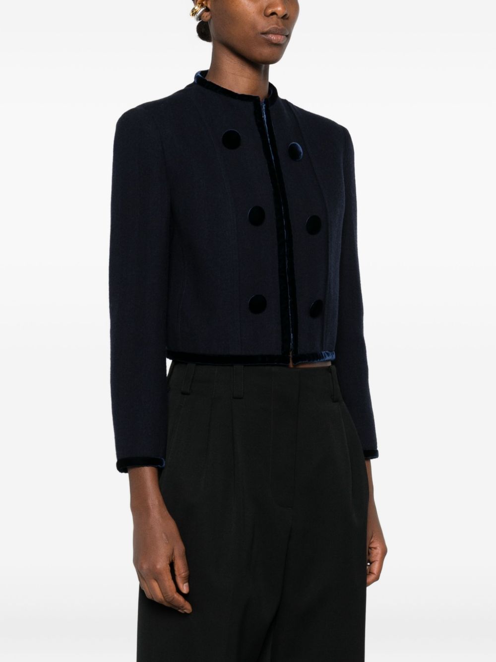Emporio Armani Cropped Wool Blazer Jacket Blue