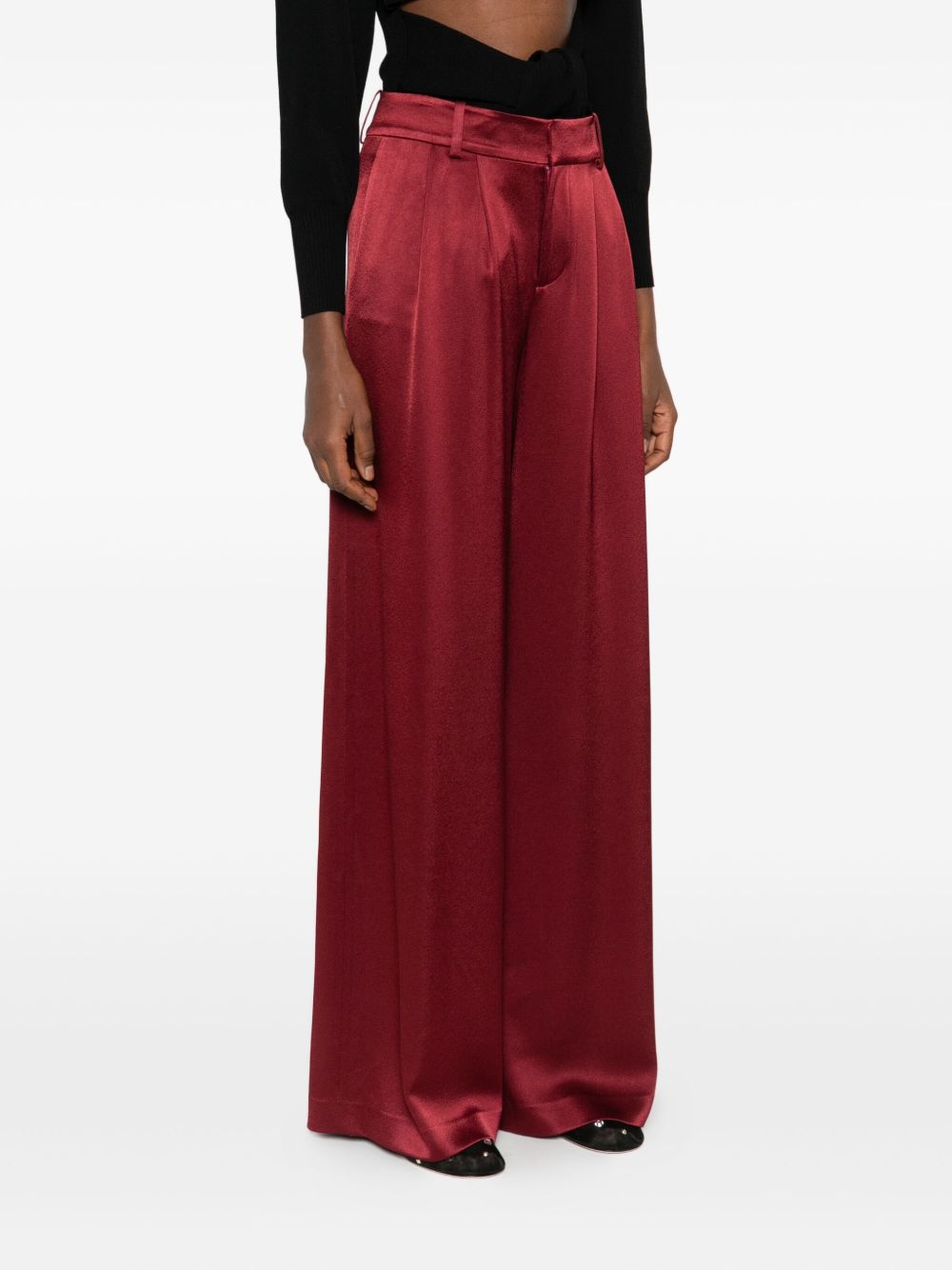 Alice + Olivia Straight-Leg Wool-Blend Trousers Bordeaux Bordeaux