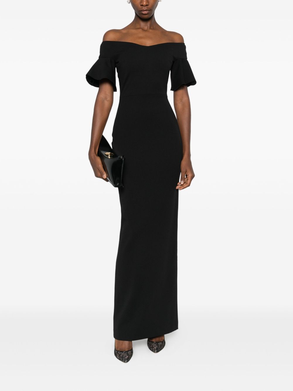 Solace London Cielo Off-Shoulder Maxi Dress Black