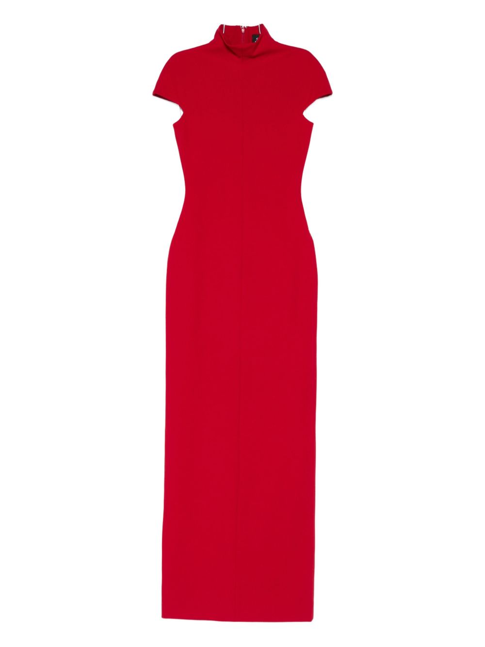 Solace London High Neck Red Maxi Dress with Cap Sleeves Red