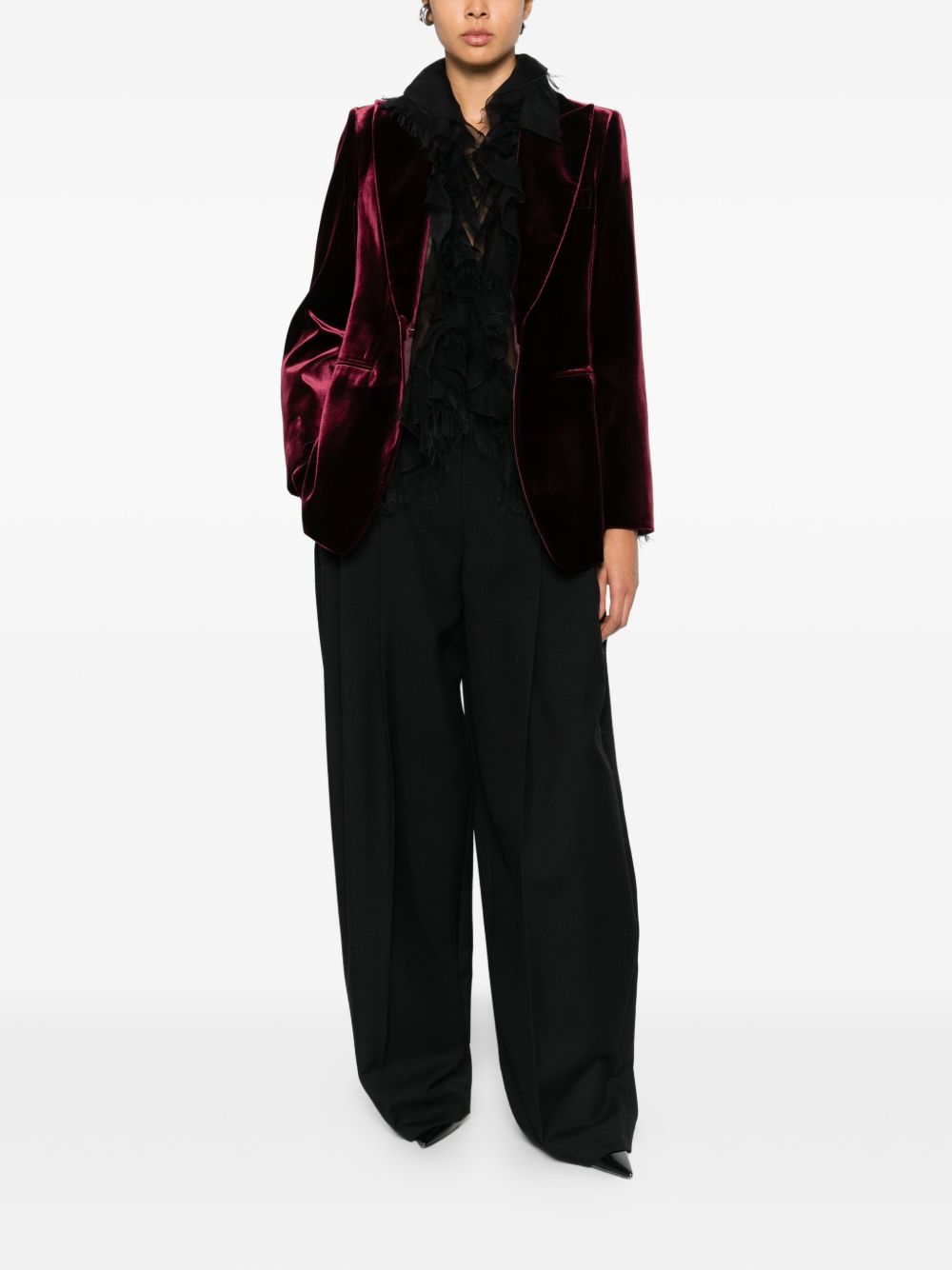 Emporio Armani Single-Breasted Tailored Jacket Bordeaux