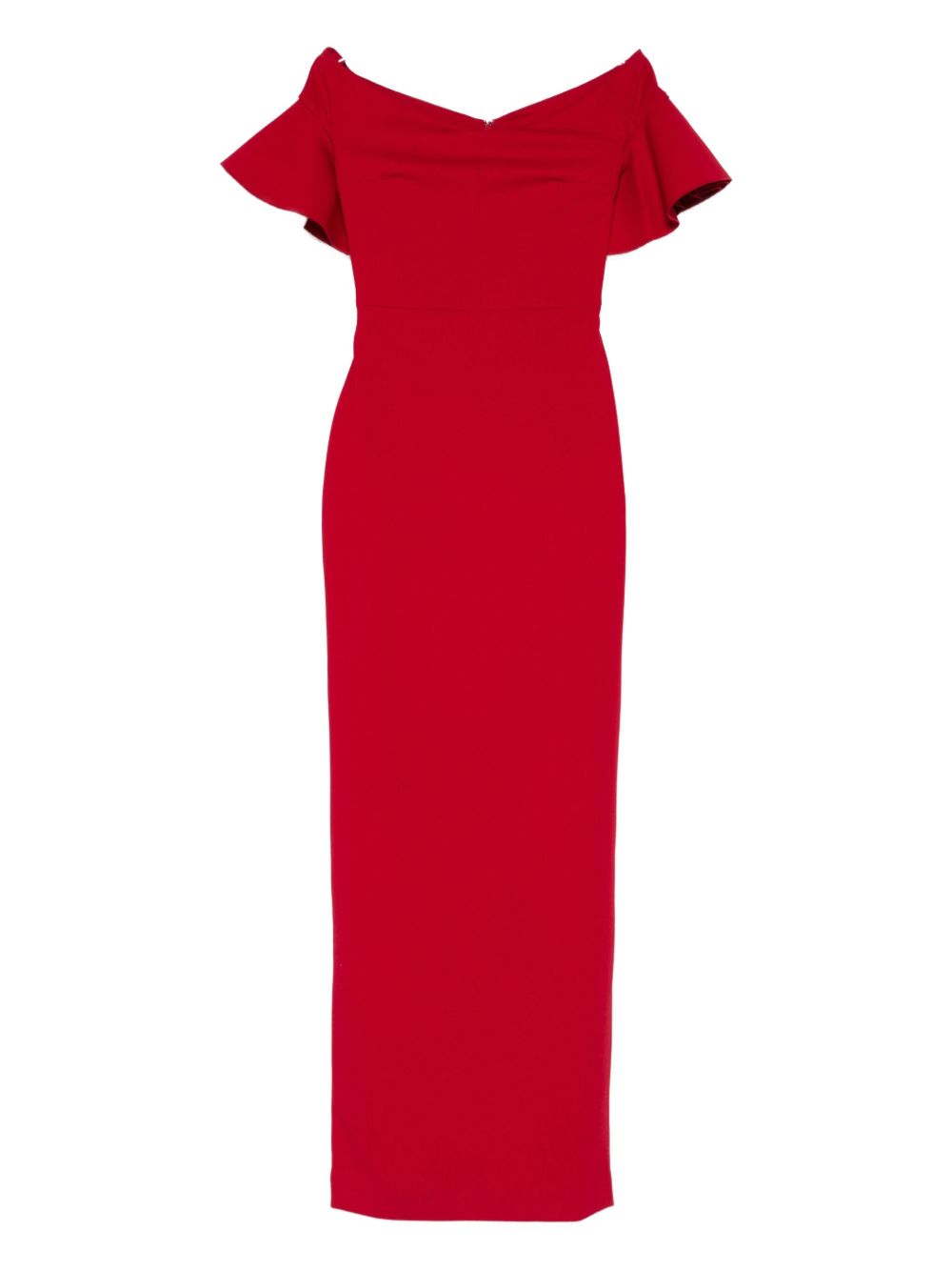 Solace London Cielo Off-Shoulder Ruffled Maxi Dress Red