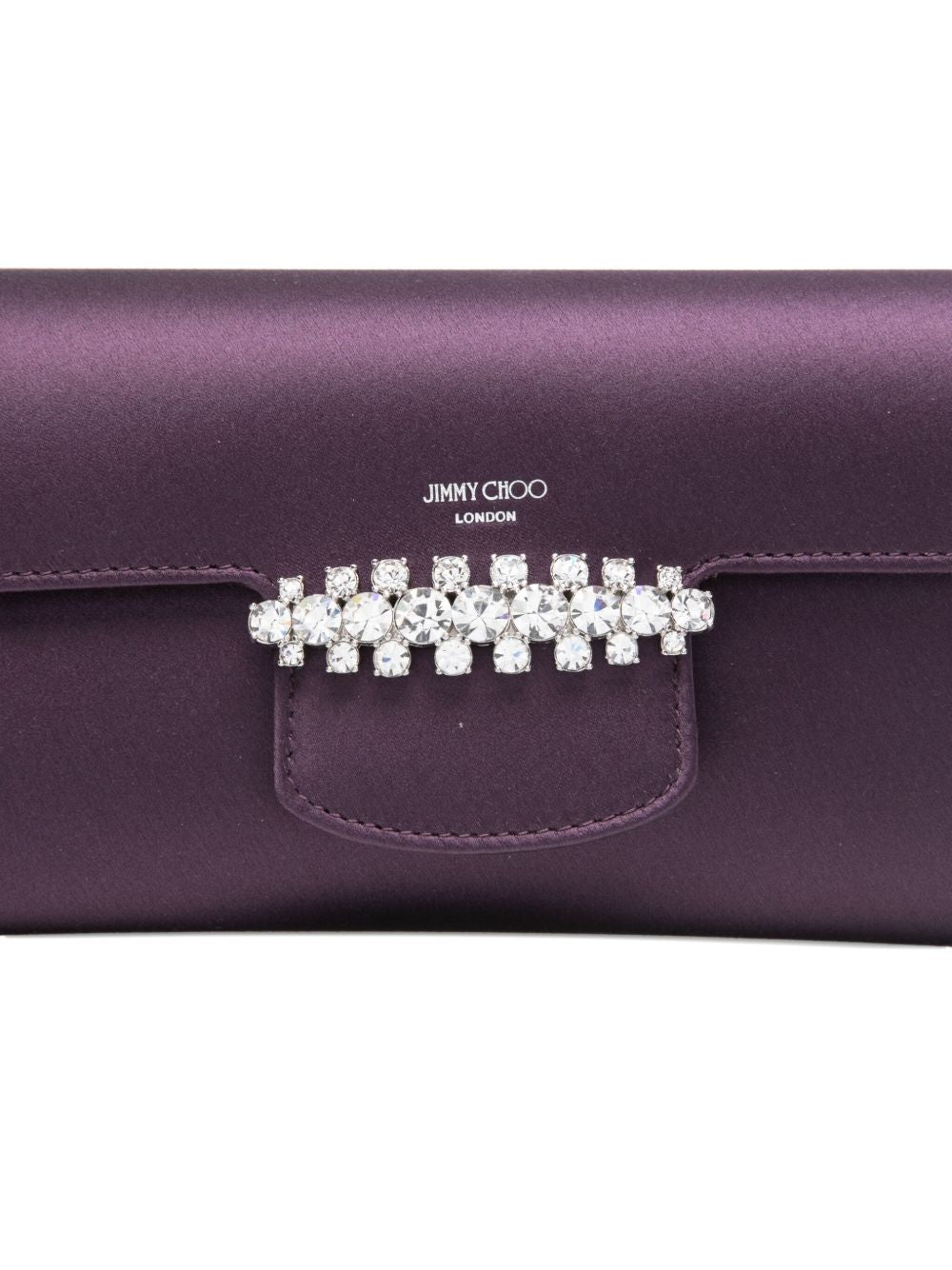 Jimmy Choo Bing Satin Crystal-Embellished Chain Wallet Bordeaux