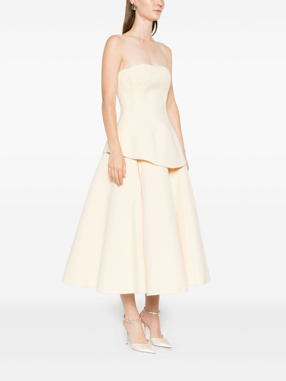 Solace London Ada Strapless Peplum Maxi Dress White