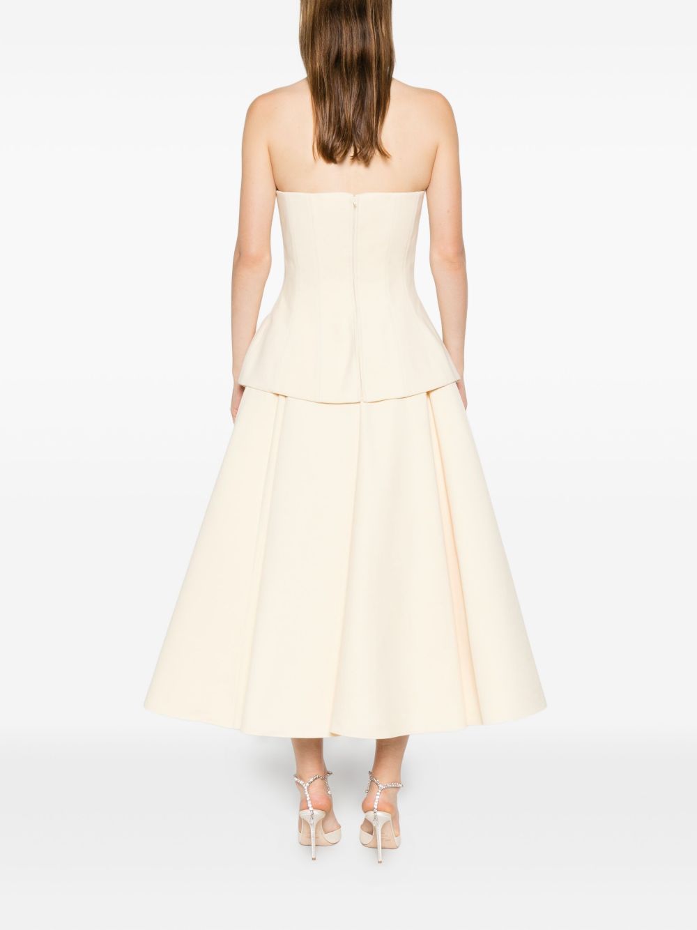 Solace London Ada Strapless Peplum Maxi Dress White