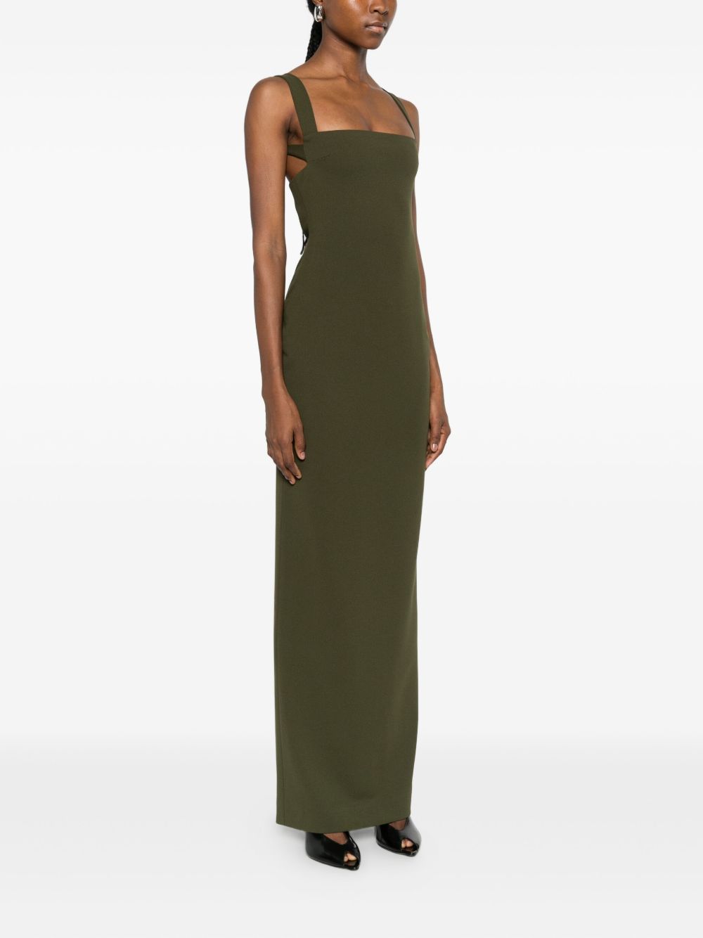 Solace London Joni Square-Neck Sleeveless Midi Dress Green