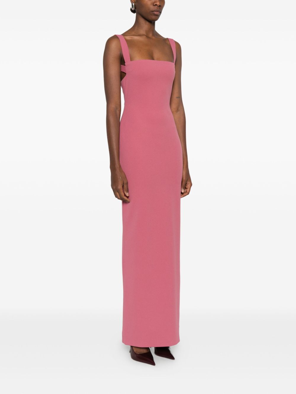 Solace London Joni Dark Pink Square Neck Sleeveless Maxi Dress Pink