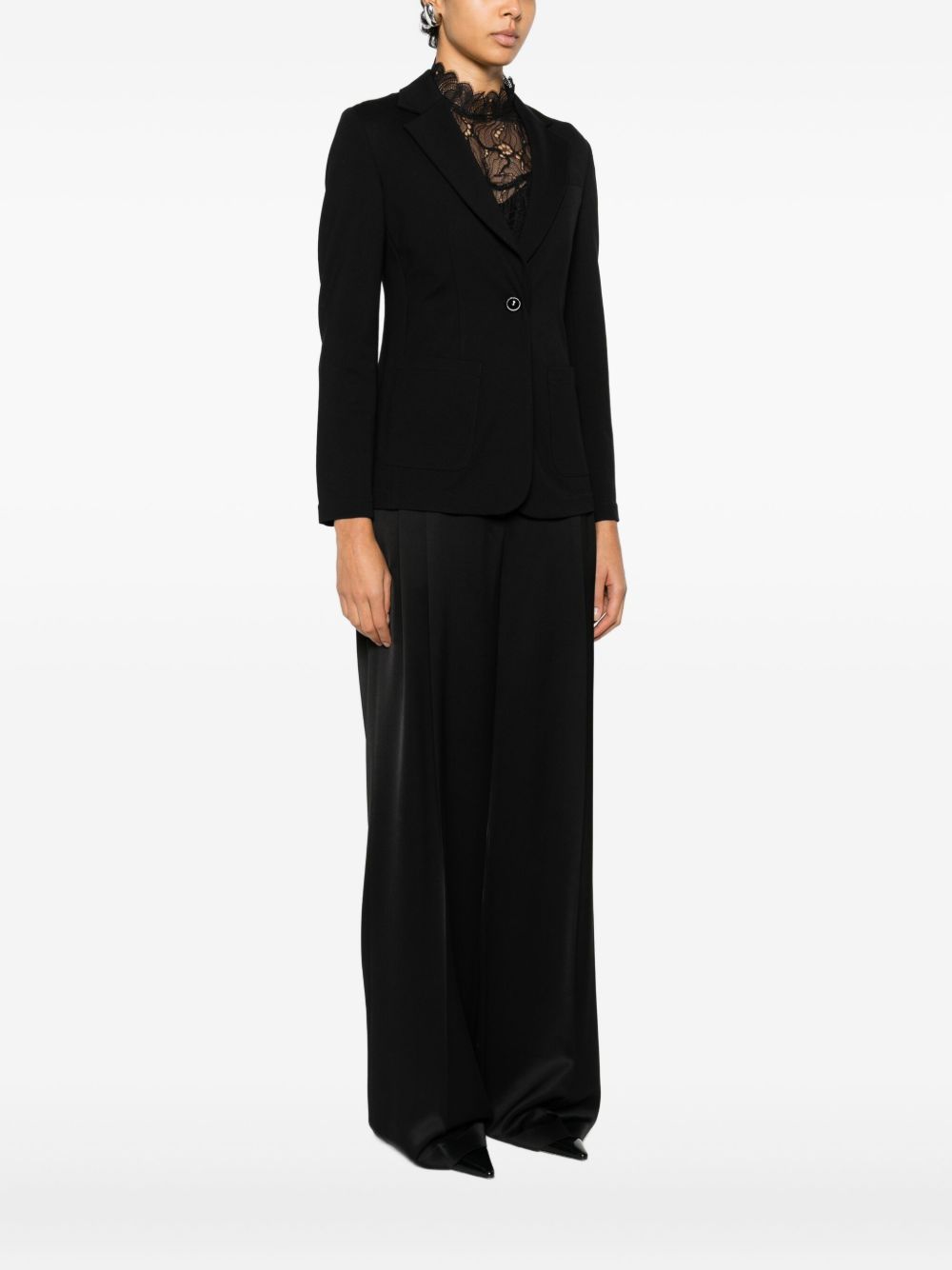 Emporio Armani Single-Breasted Jersey Blazer Black