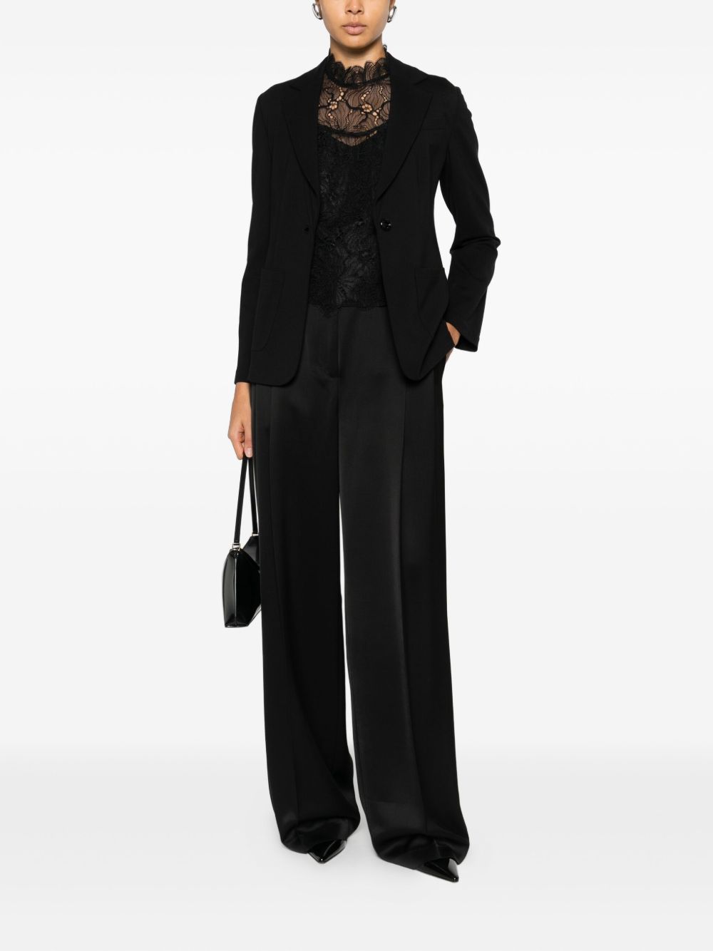 Emporio Armani Single-Breasted Jersey Blazer Black