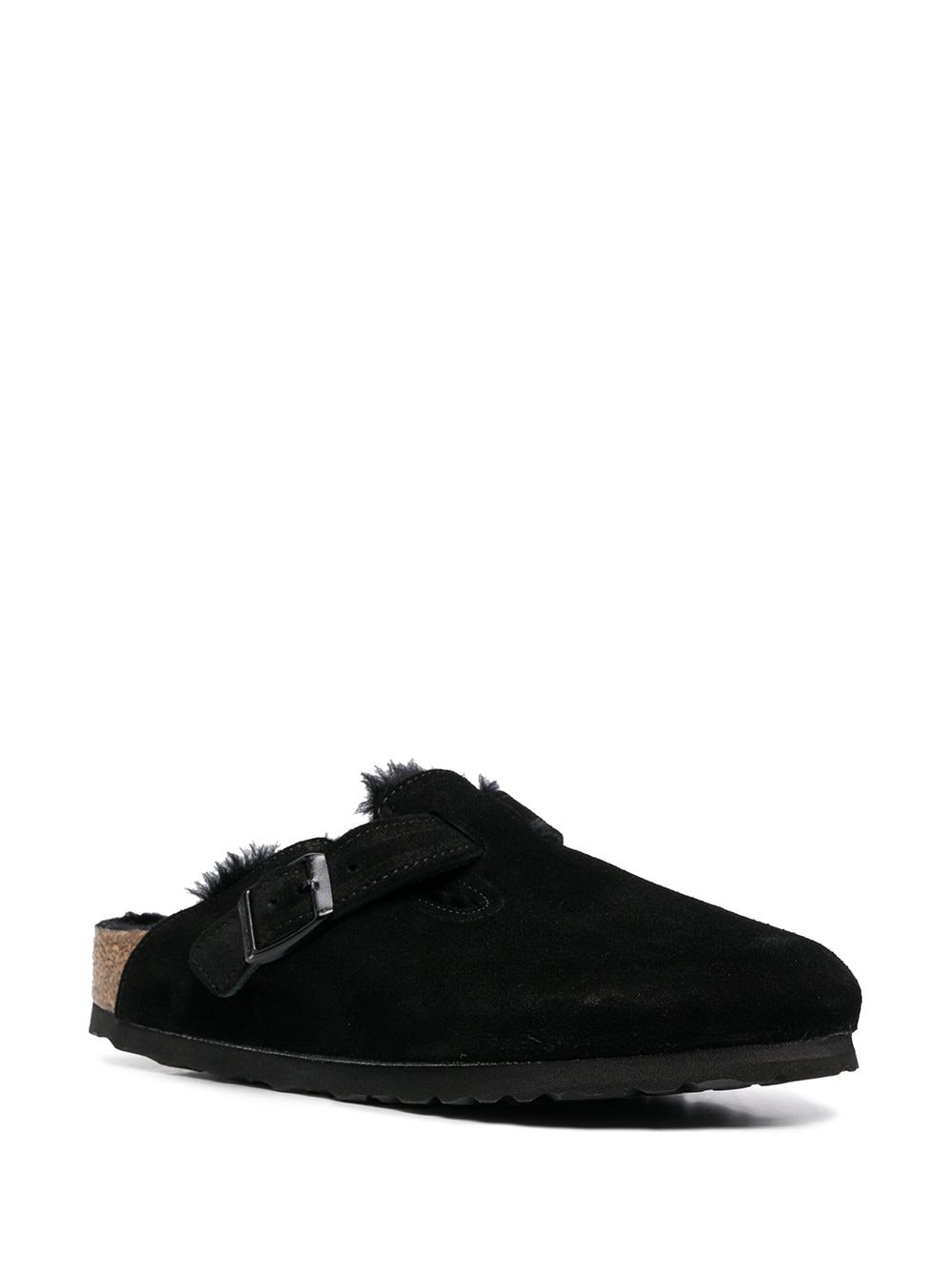 Birkenstock Boston Shearling Suede Slippers Black