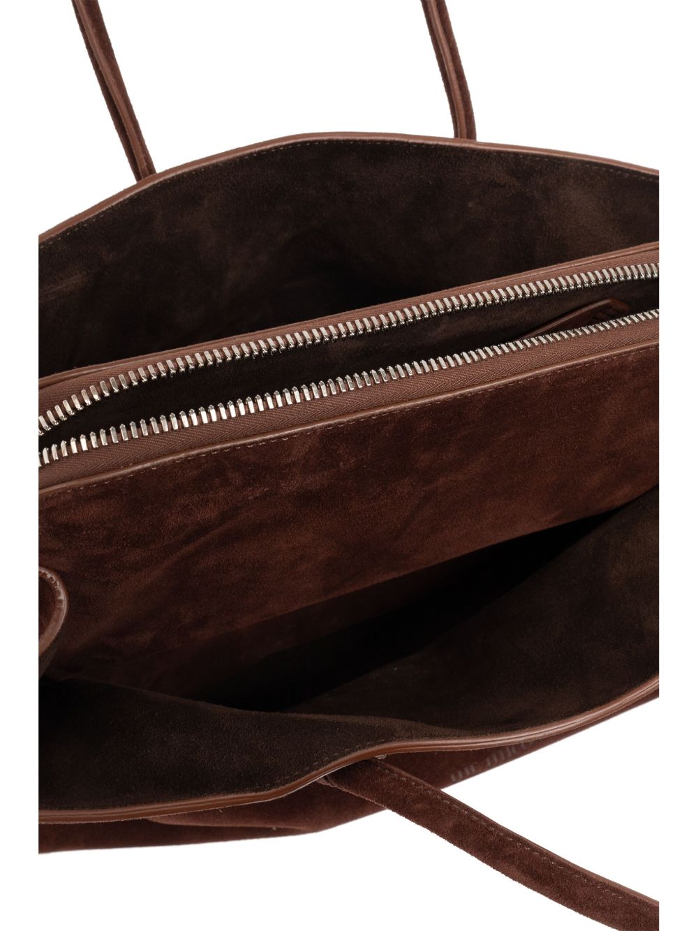 The Attico La Passeggiata chocolate suede leather shoulder bag brown