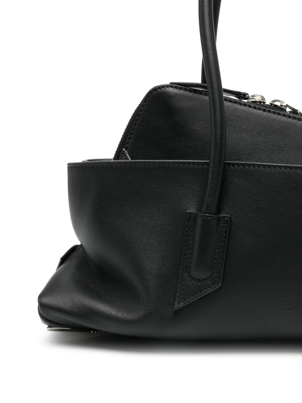 The Attico La Passeggiata Small Leather Shoulder Bag Black