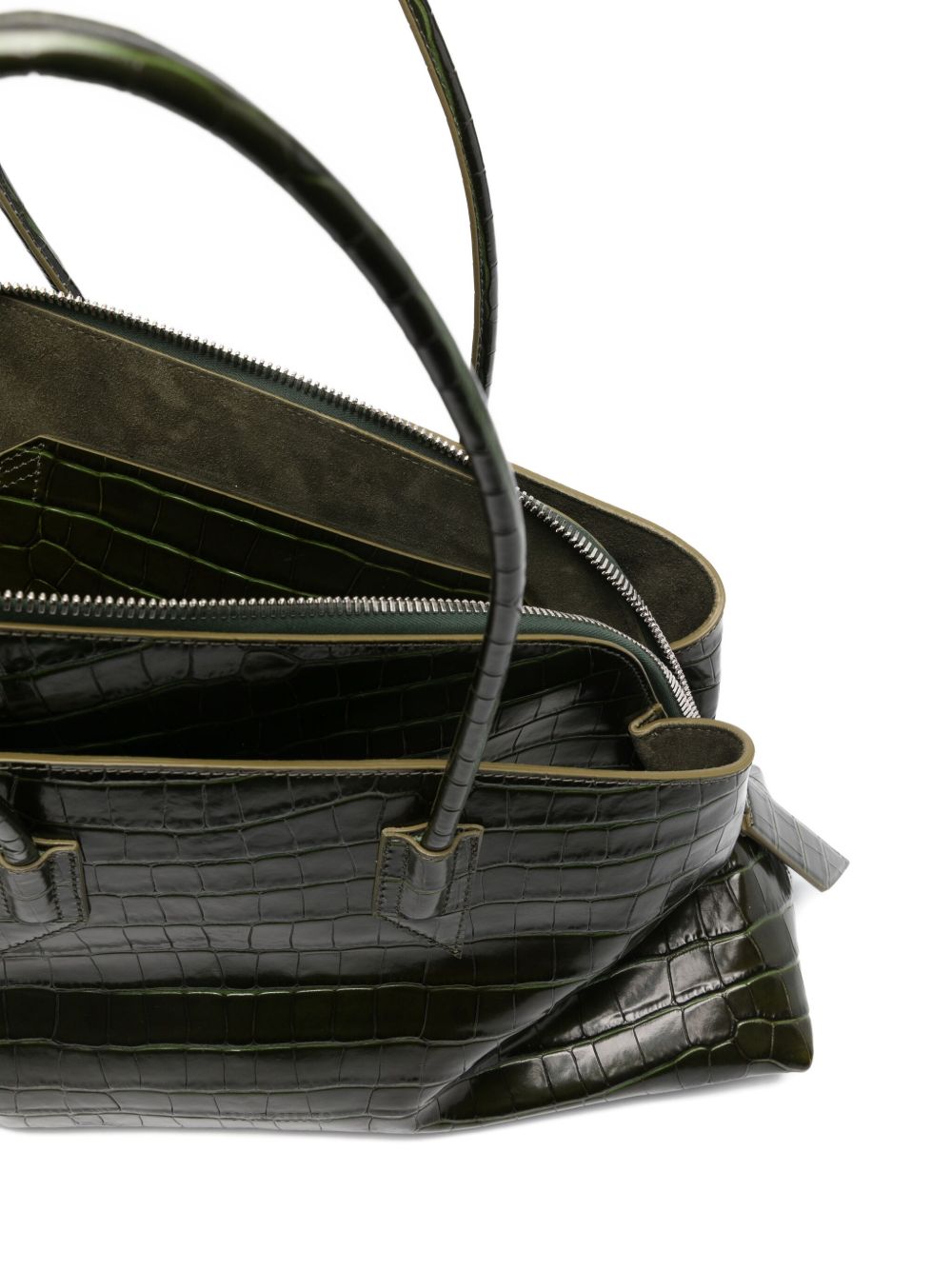 The Attico La Passeggiata Embossed Leather Top Handle Shoulder Bag Green