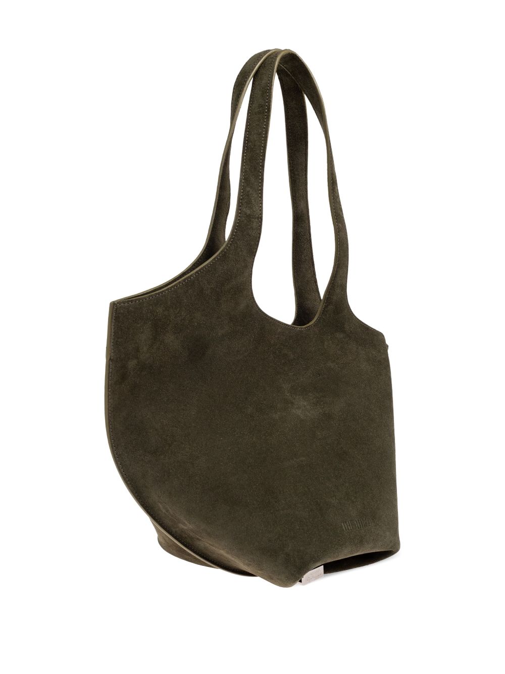 The Attico Scoop Medium Suede Shoulder Bag Green
