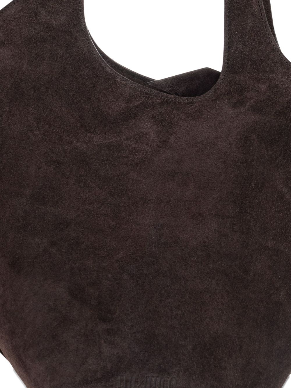The Attico Scoop Medium Calf Suede Shoulder Bag Dark Brown