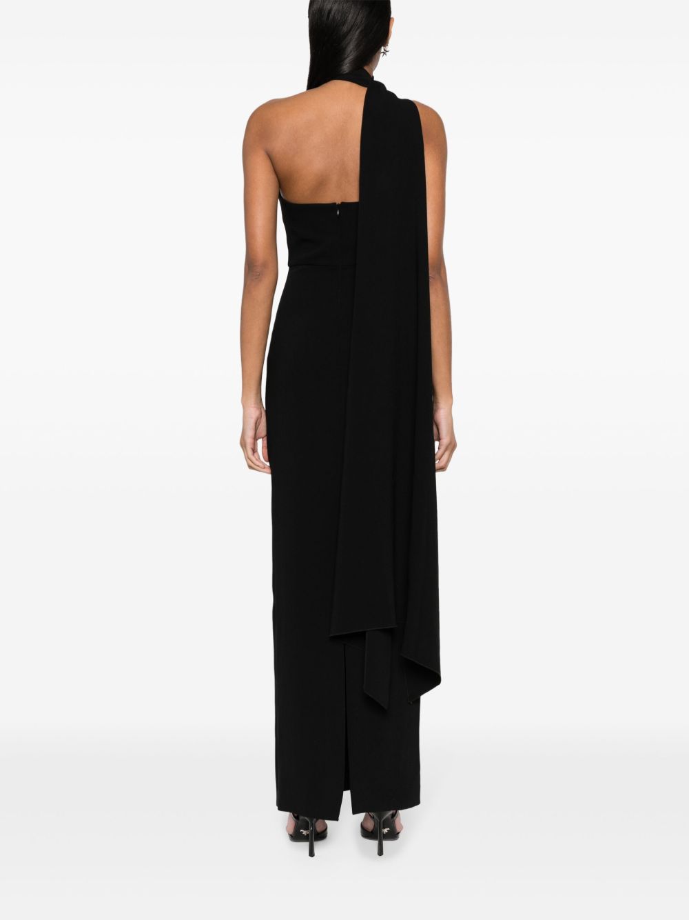 Solace London Demi One-Shoulder Crossover Maxi Dress Black