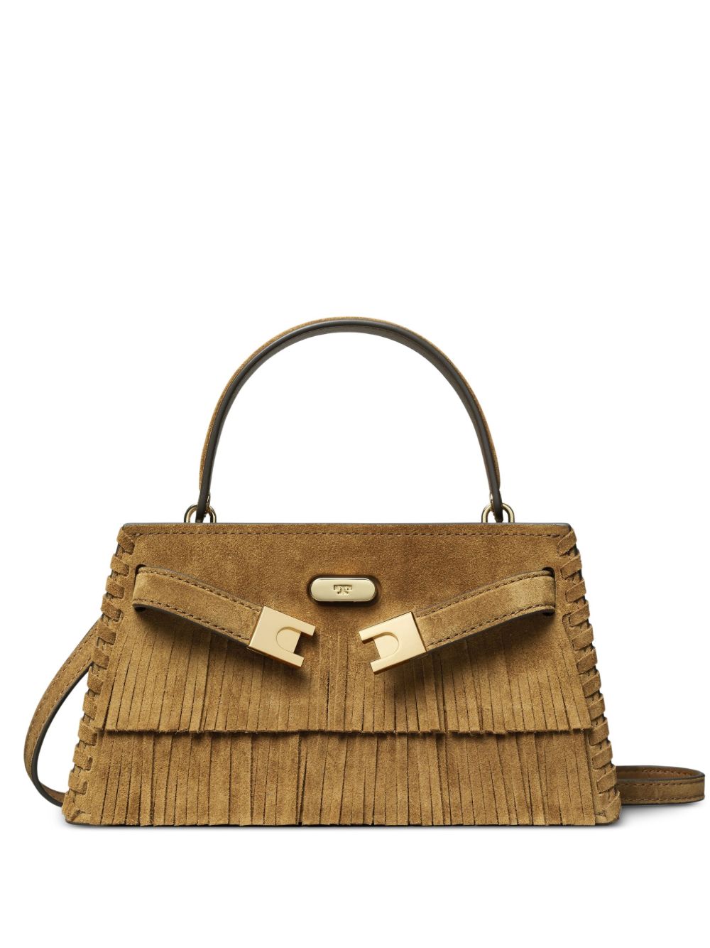 Tory Burch Lee Radziwill Mini Suede Bag with Fringe Light Brown
