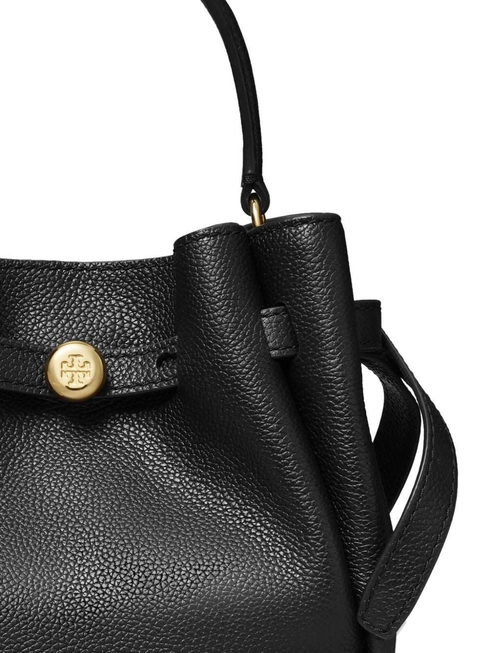 Tory Burch Romy Mini Leather and Suede Bucket Bag Black