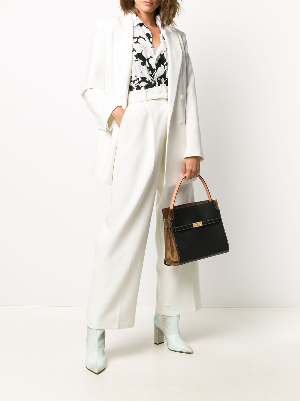 Tory Burch Lee Radziwill Small Calf Leather Tote Bag Black